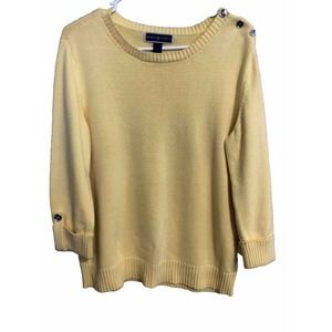 Karen Scott Women Size‎ M Yellow Long Sleeve Scoop Neck Pullover Sweater FLAW